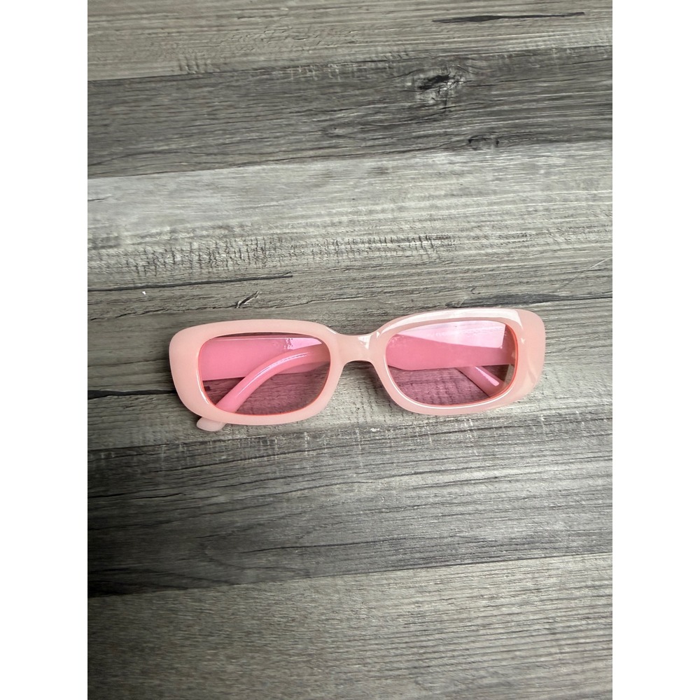 Pink Rectangular Sunglasses Y2K Retro Chunky Frame Tinted Lens Mod Style 90s